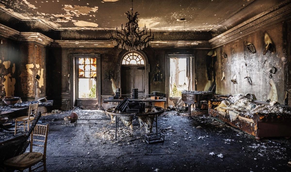 This image provided by Commonwealth Media Services shows damage after a fire at the Pennsylvania governor’s mansion while Democratic Gov. Josh Shapiro and his family slept inside on Sunday, April 13, 2025, in Harrisburg, Pa. (Commonwealth Media Services via AP)