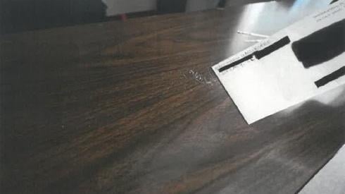 A letter allegedly containing a suspicious substance recovered by FBI investigators on Oct. 21, 2026. (U.S. Department of Justice)