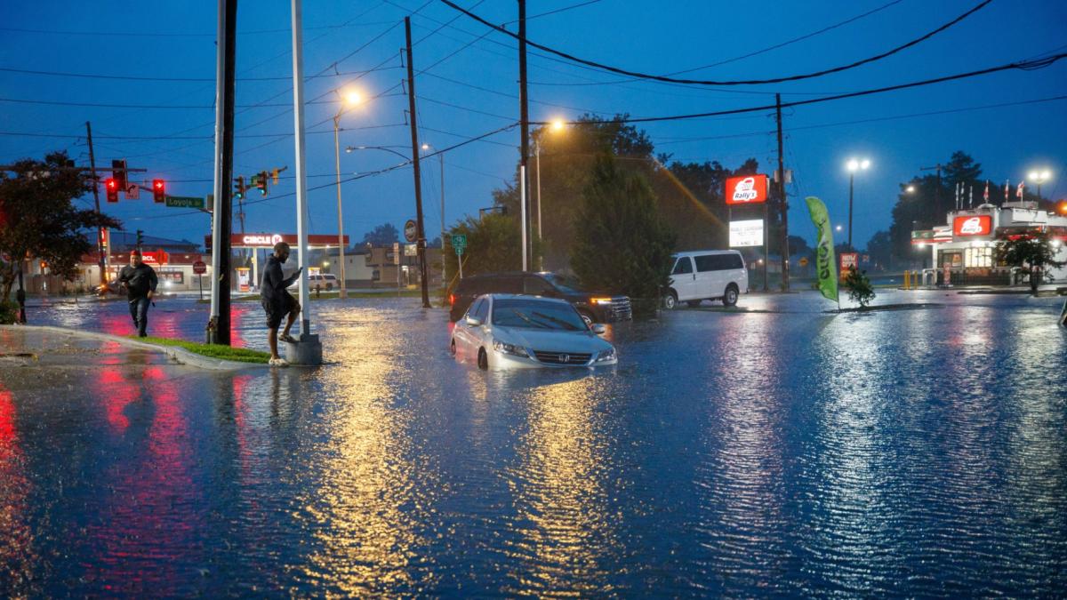 Williams and 31St. in Kenner is flooded during Tropical Storm Arthur in New Orleans, Thursday, June 18, 2026. (David Grunfeld / The Times-Picayune / The New Orleans Advocate via AP)