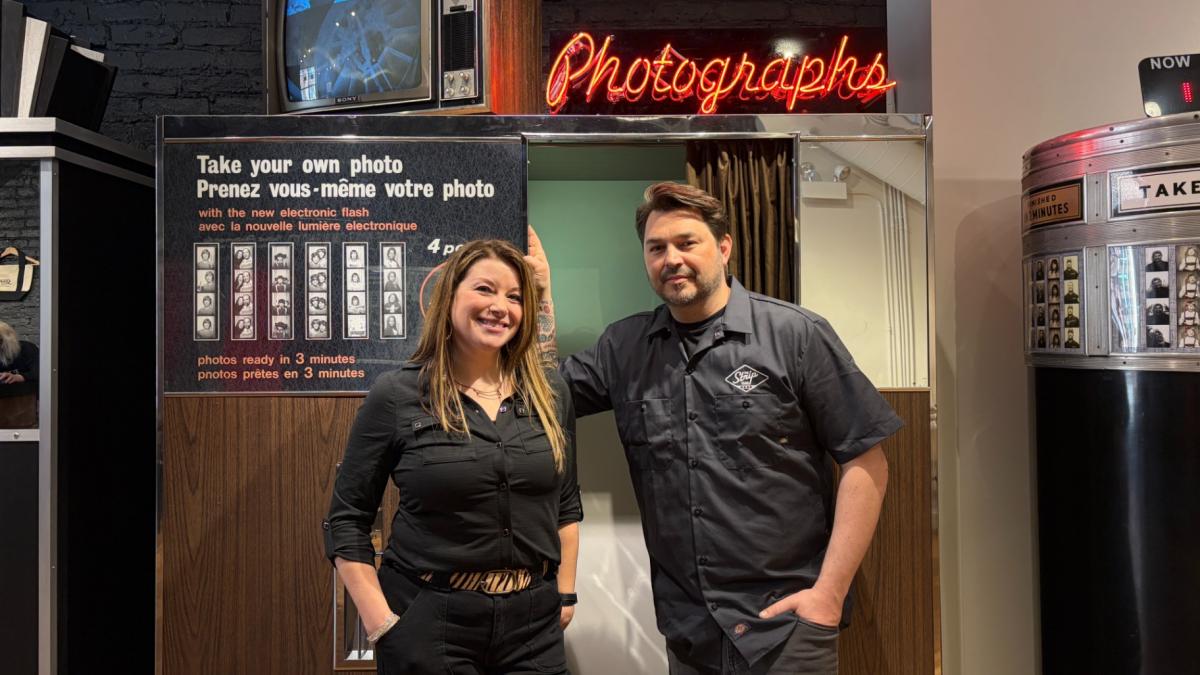 Married couple Anthony and Andrea Vizzari own the Strip Club Photobooth Studio, located at 1702 N. Damen Ave. in Bucktown. (Eunice Alpasan / WTTW News)