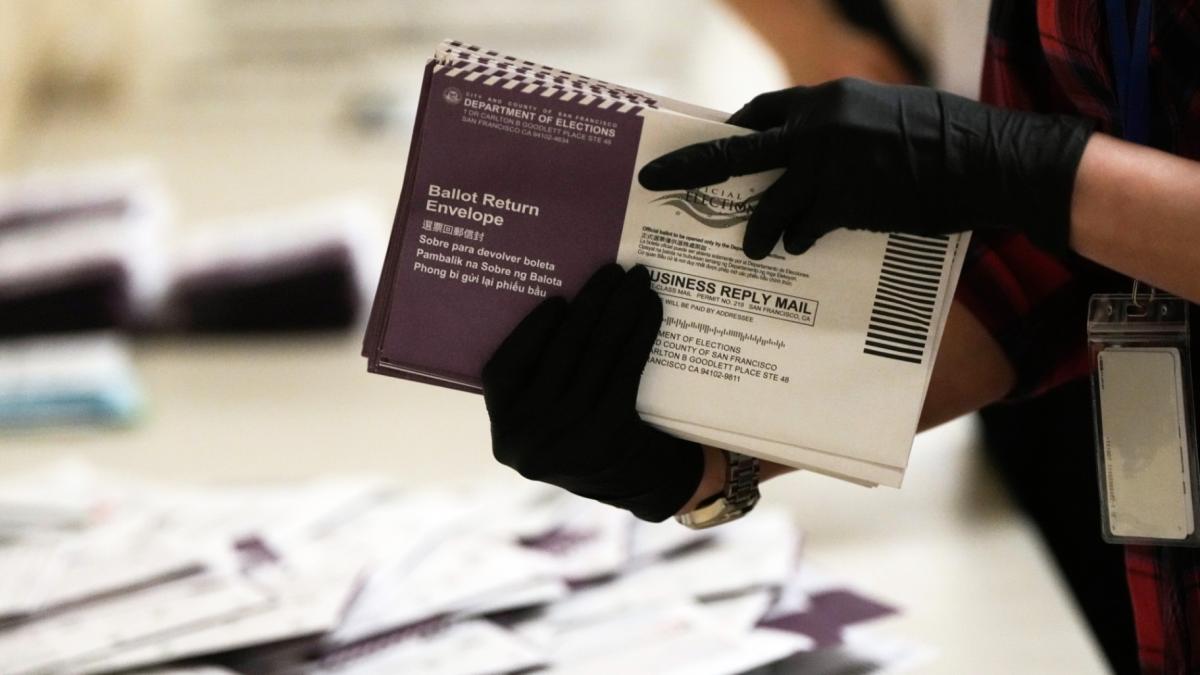 Department of Elections workers sort mail-in ballots for the California primary election at City Hall on Tuesday, June 2, 2026, in San Francisco. (AP Photo / Jeff Chiu, File)