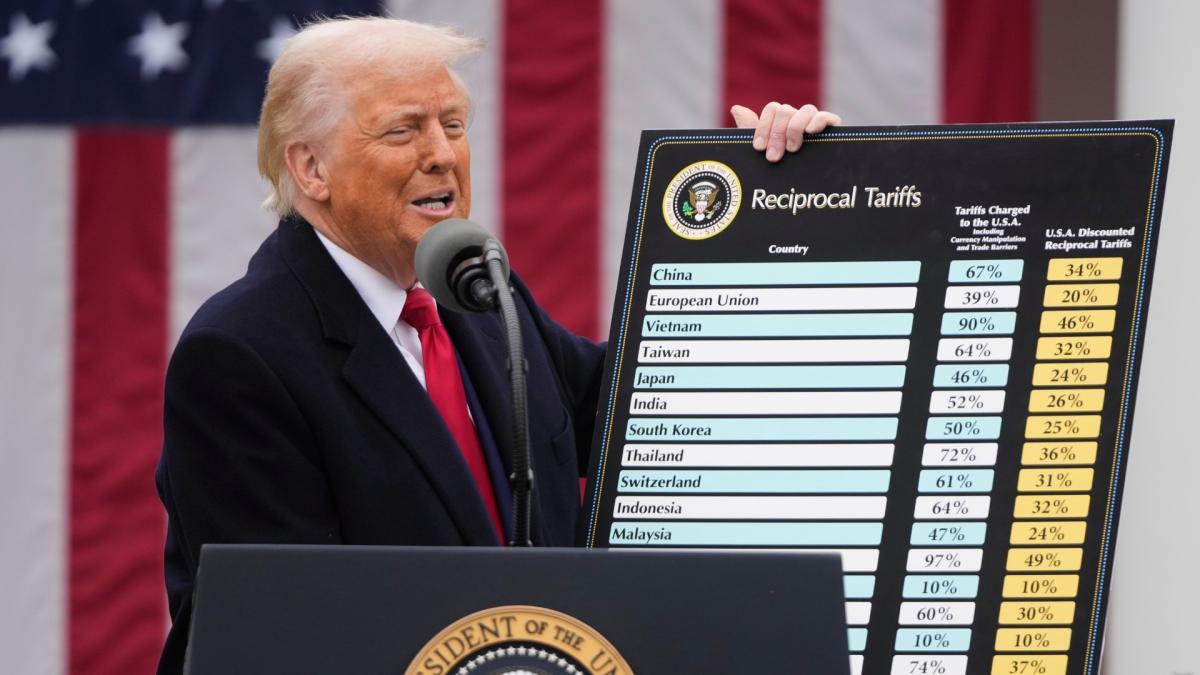 President Donald Trump speaks during an event to announce new tariffs in the Rose Garden at the White House, Wednesday, April 2, 2025, in Washington. (AP Photo / Mark Schiefelbein)