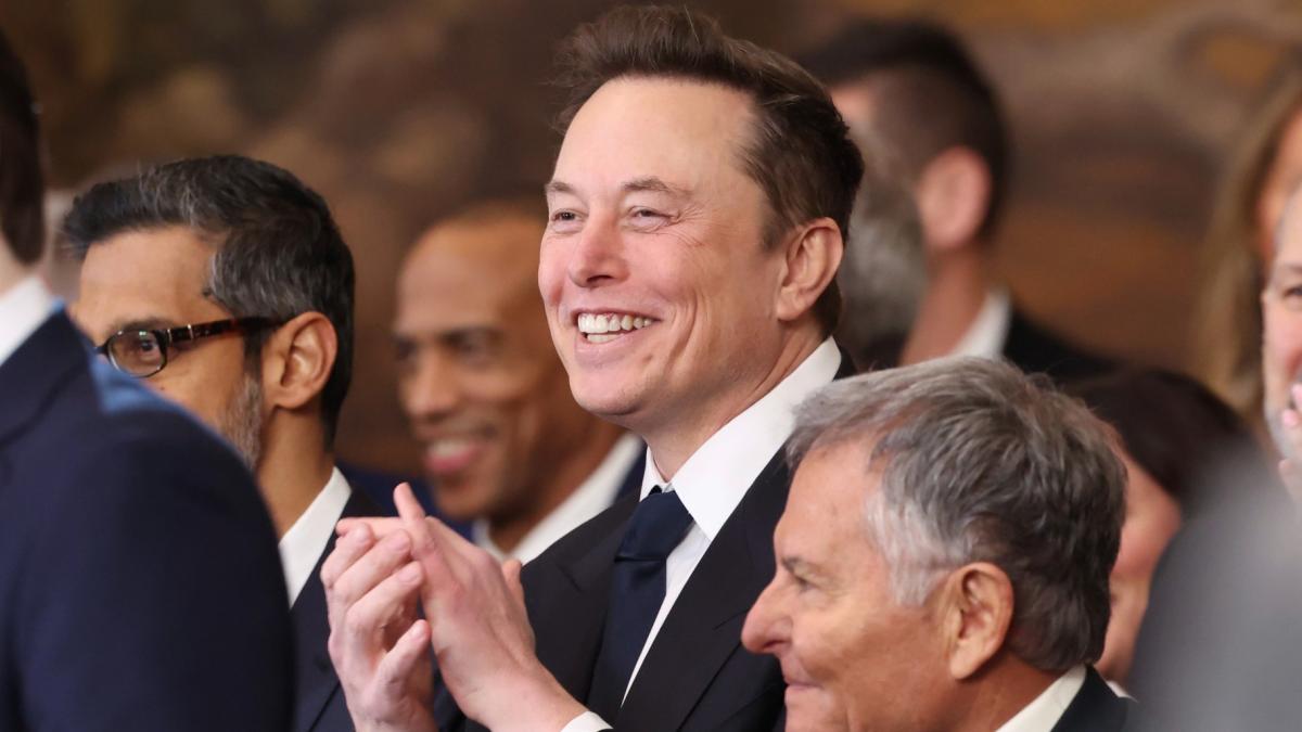 Elon Musk listens as President Donald Trump speaks after taking the oath of office at the 60th Presidential Inauguration in the Rotunda of the U.S. Capitol in Washington, Monday, Jan. 20, 2025. (Kevin Lamarque / Pool Photo via AP)