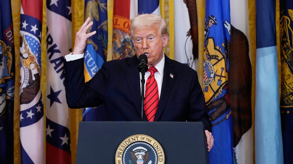 President Donald Trump speaks at an education event and executive order signing in the East Room of the White House in Washington, March 20, 2025. (AP Photo/Jose Luis Magana, File)