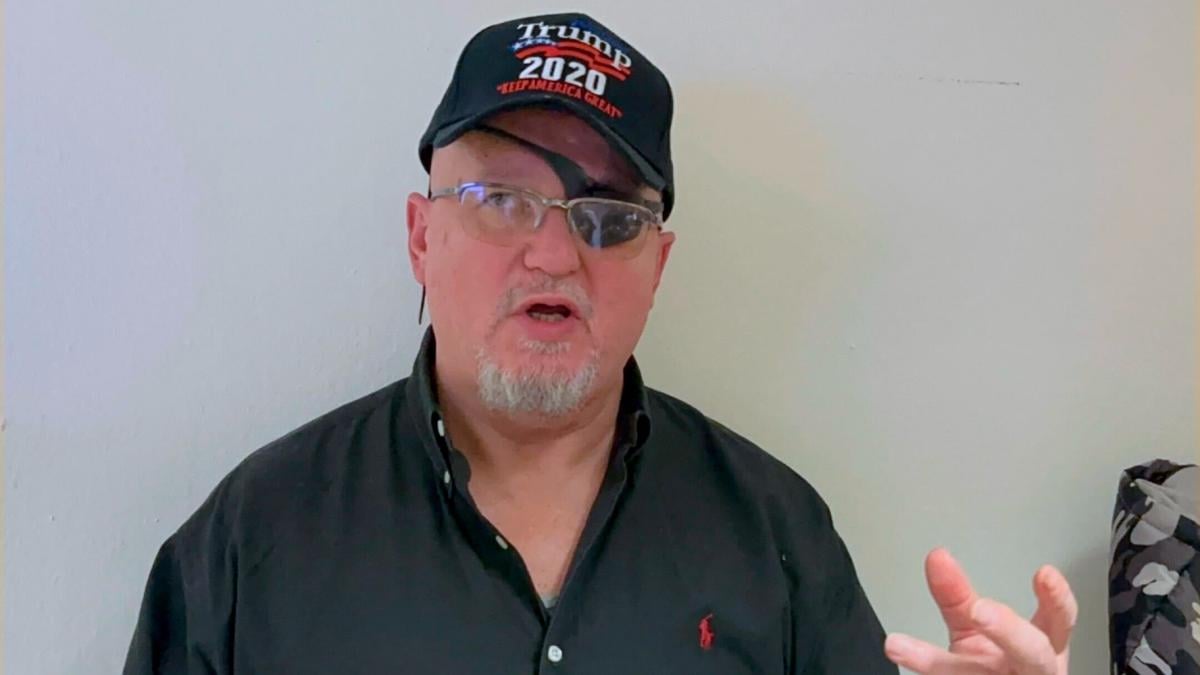 President Donald Trump supporter Oath Keepers founder Stewart Rhodes, convicted on charges relating to the Jan. 6 riot at the U.S. Capitol, talks to reporters after meeting with lawmakers on Capitol Hill, in Washington, Wednesday, Jan. 22, 2025 (AP Photo Nathan Ellgren)