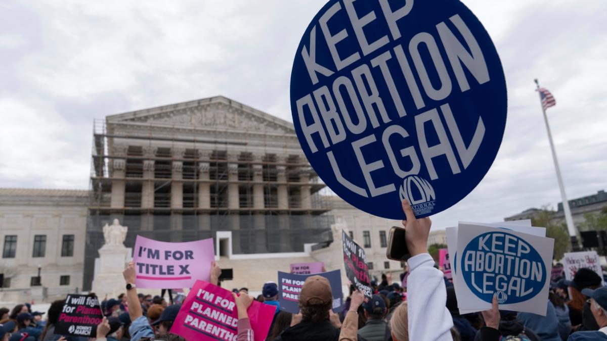 Abortion-rights activists rally outside the Supreme Court in Washington, Wednesday, April 2, 2025. (Jose Luis Magana / AP Photo, file)