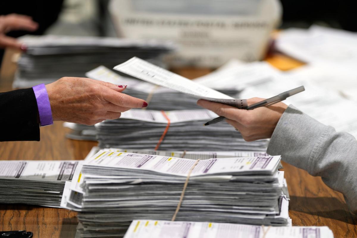FILE - Election workers process ballots for the 2024 General Election, Nov. 5, 2024, in Milwaukee. (AP Photo/Morry Gash, File)