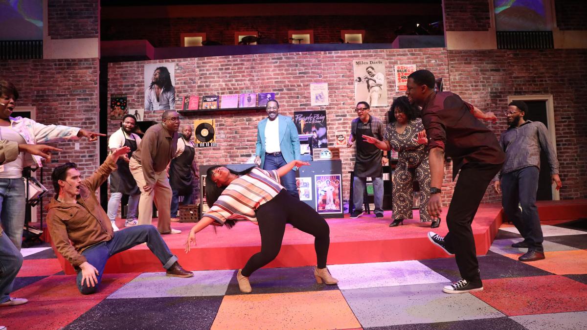 The cast of “Hitt Records” at the Black Ensemble Theater. (Alan Davis)