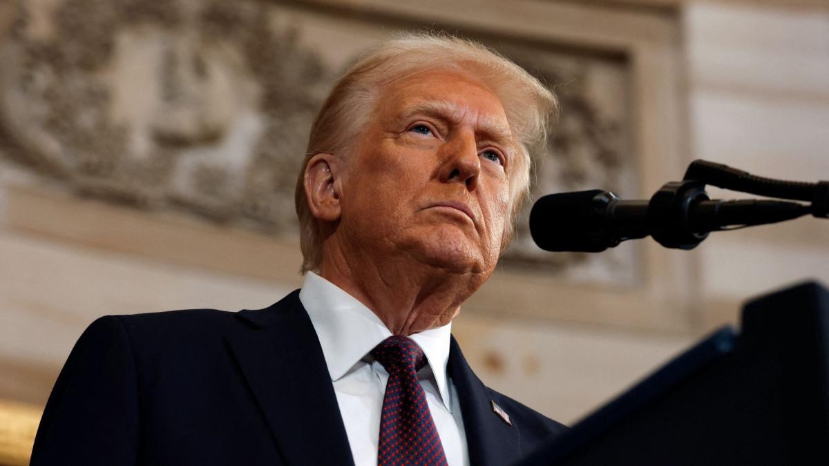 President Donald Trump delivers his inaugural address after being sworn in as the 47th president of the United States in the Rotunda of the US Capitol on Jan. 20, 2025 in Washington, DC. (Chip Somodevilla / Pool/AFP via Getty Images via CNN)
