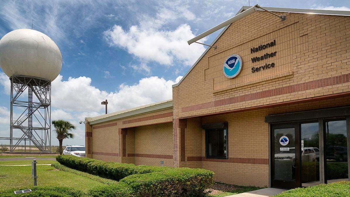 The National Weather Service forecast office in Brownsville, Texas, seen with their Doppler radar tower nearby. (David Pike / Valley Morning Star via AP via CNN Newsource)