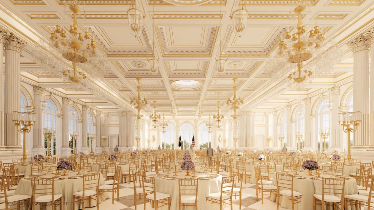 A rendering of the White House State Ballroom. (McCrery Architects PLLC / The White House via CNN Newsource)