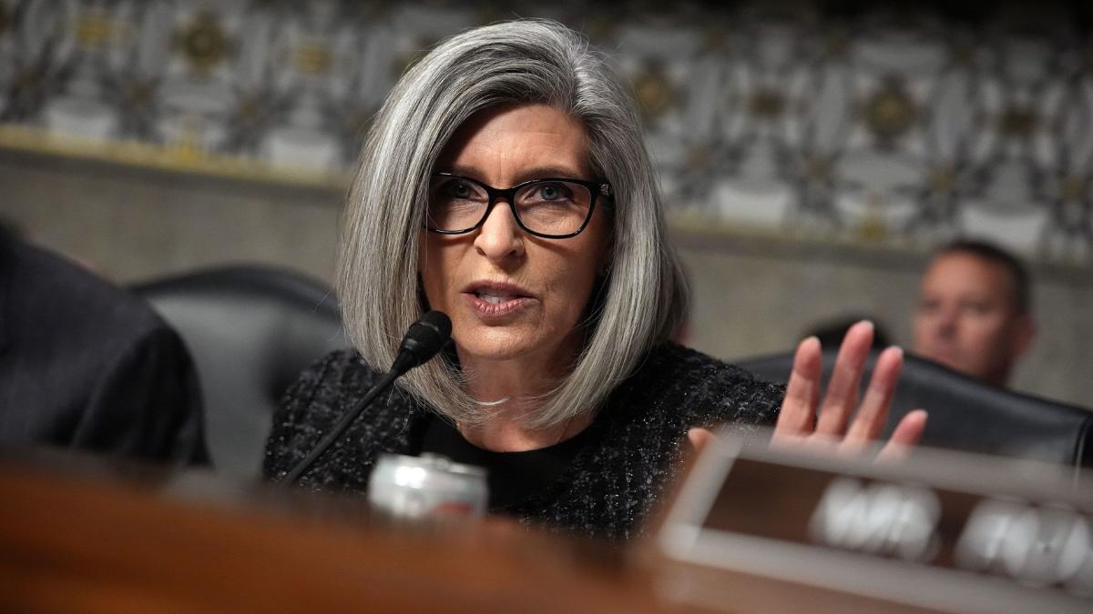 Sen. Joni Ernst questions then-nominee for Secretary of Defense Pete Hegseth during his Senate Armed Services confirmation hearing on Capitol Hill on Jan. 14, 2025. (Andrew Harnik / Getty Images via CNN Newsource)