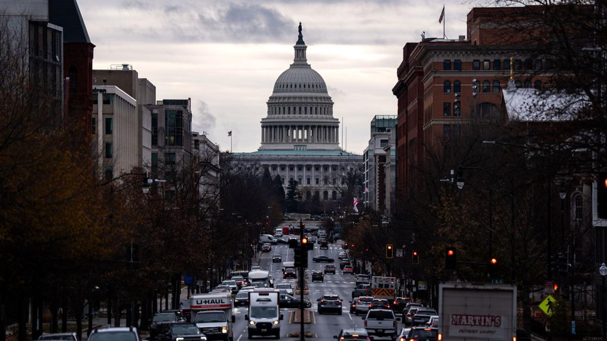 The U.S. Capitol past traffic on North Capitol street in Washington, DC, US, on Tuesday, Dec. 23, 2025. (Kent Nishimura / Bloomberg / Getty Images via CNN Newsource)