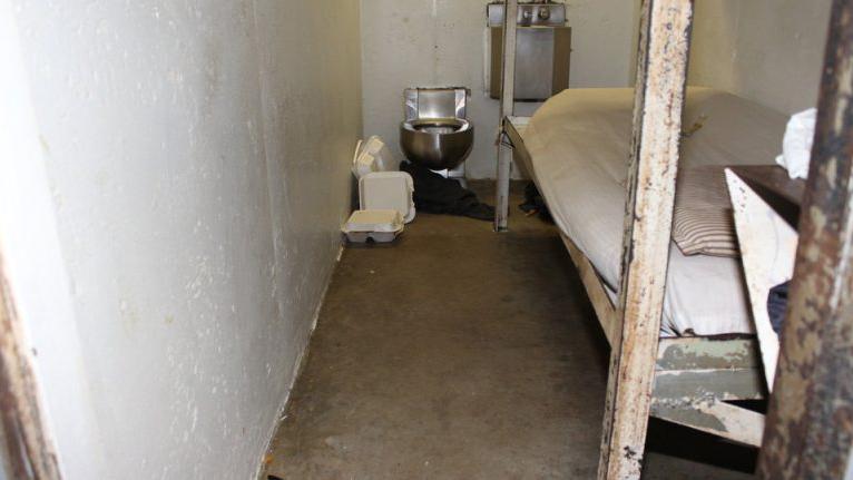 A restrictive housing cell at Menard Correctional Center. (Illinois State Police via MacArthur Justice Center)