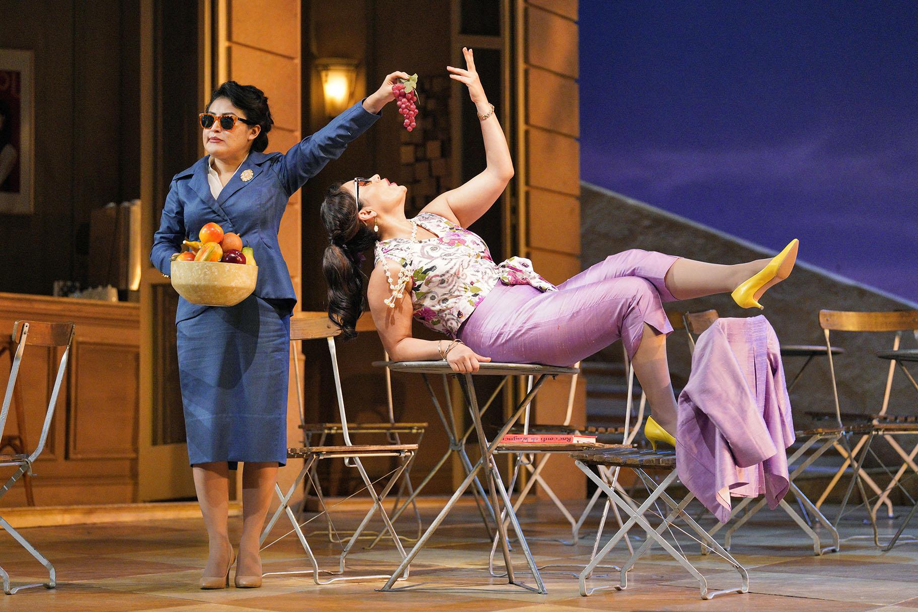 Denis Velez and Ailyn Perez in the Lyric Opera production of “The Elixir of Love.” (Photo by Cory Weaver)