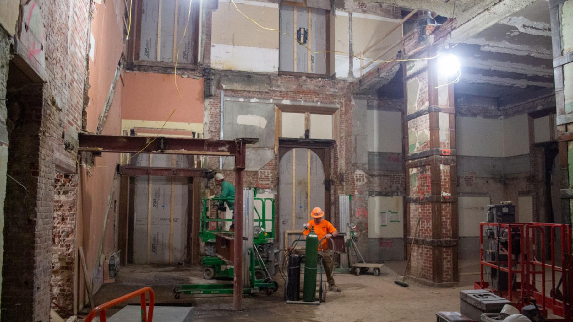 This photo from 2023 shows the space between floors after removal of the mezzanine level. (Capitol News Illinois) 