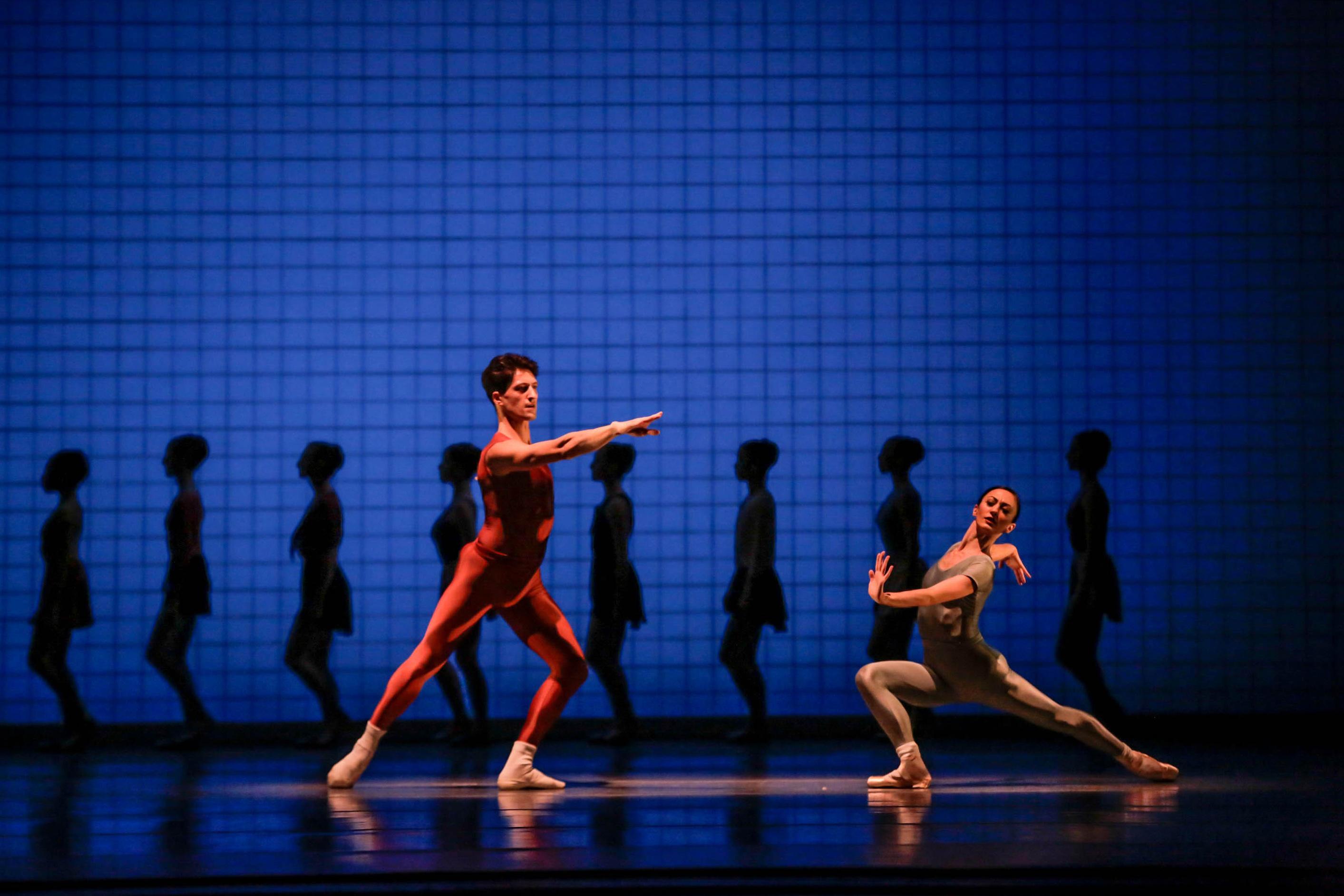 Dancers Temur Suluashvili and Victoria Jaiani in “Glass Pieces.” (Photo by Cheryl Mann)