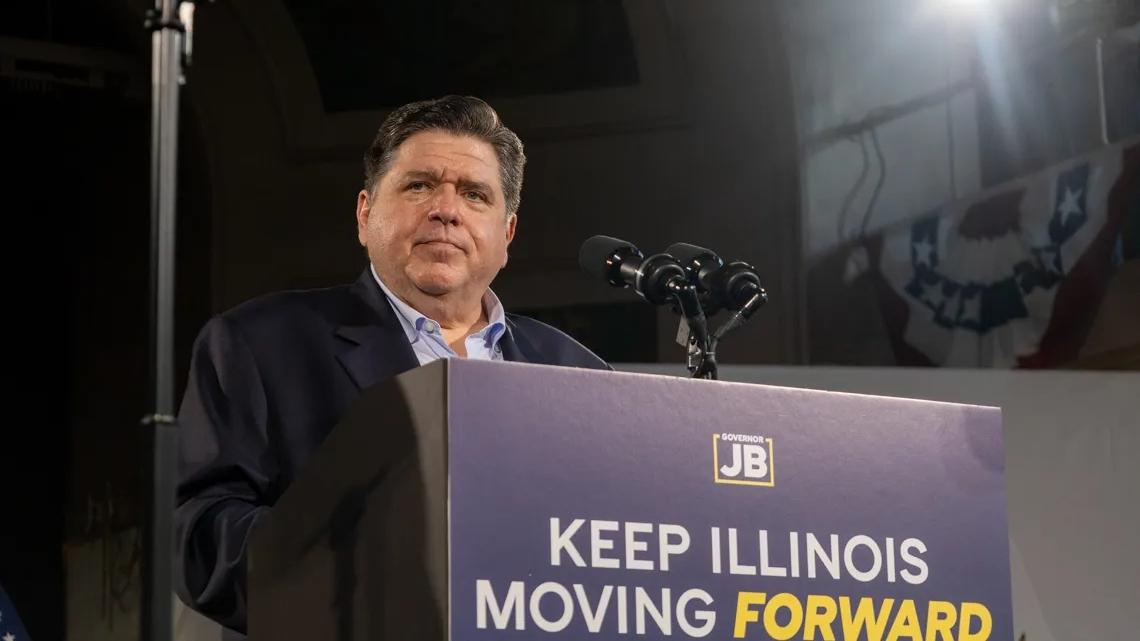Gov. JB Pritzker speaks to supporters at a campaign launch rally in Chicago on June 26, 2025, telling them in his speech “I have work to do.” (Andrew Adams / Capitol News Illinois)