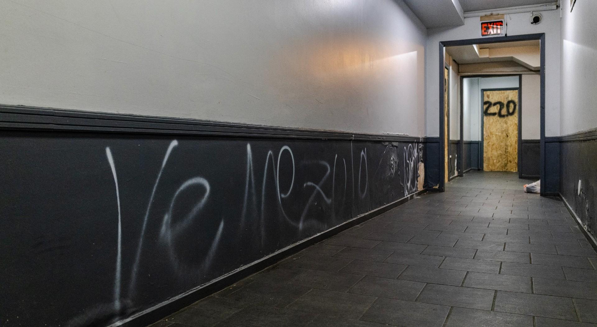 Battered doorways and signs of dilapidation were visible inside the apartment building in the weeks after the raid. (Jim Vondruska for ProPublica)