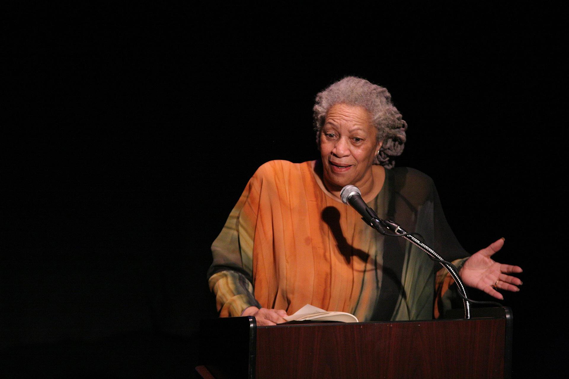 Toni Morrison speaks Feb. 26, 2008 at “A Tribute to Chinua Achebe - 50 Years Anniversary of ‘Things Fall Apart” at The Town Hall in New York City. (Angela Radulescu / Wikimedia Commons)