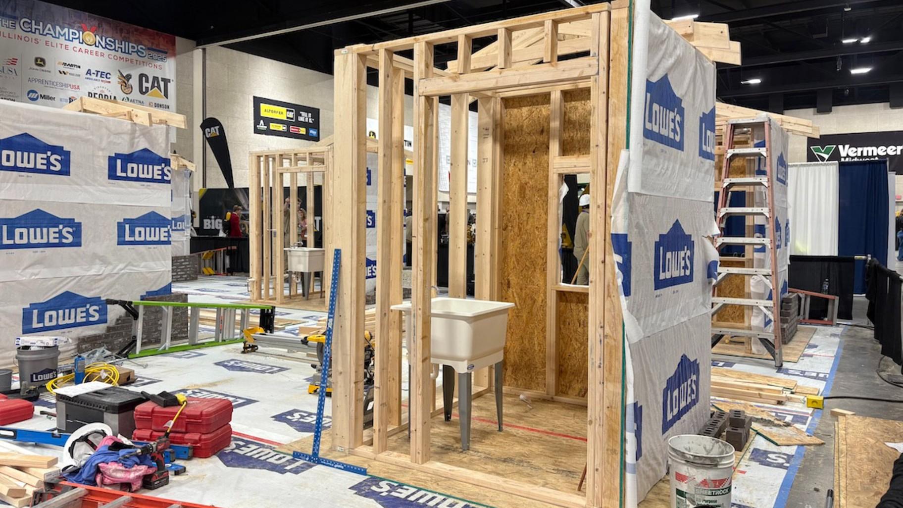 House built by the all-girls team during the SkillsUSA Illinois Championships in April. (Maggie Dougherty / Medill Illinois News Bureau)