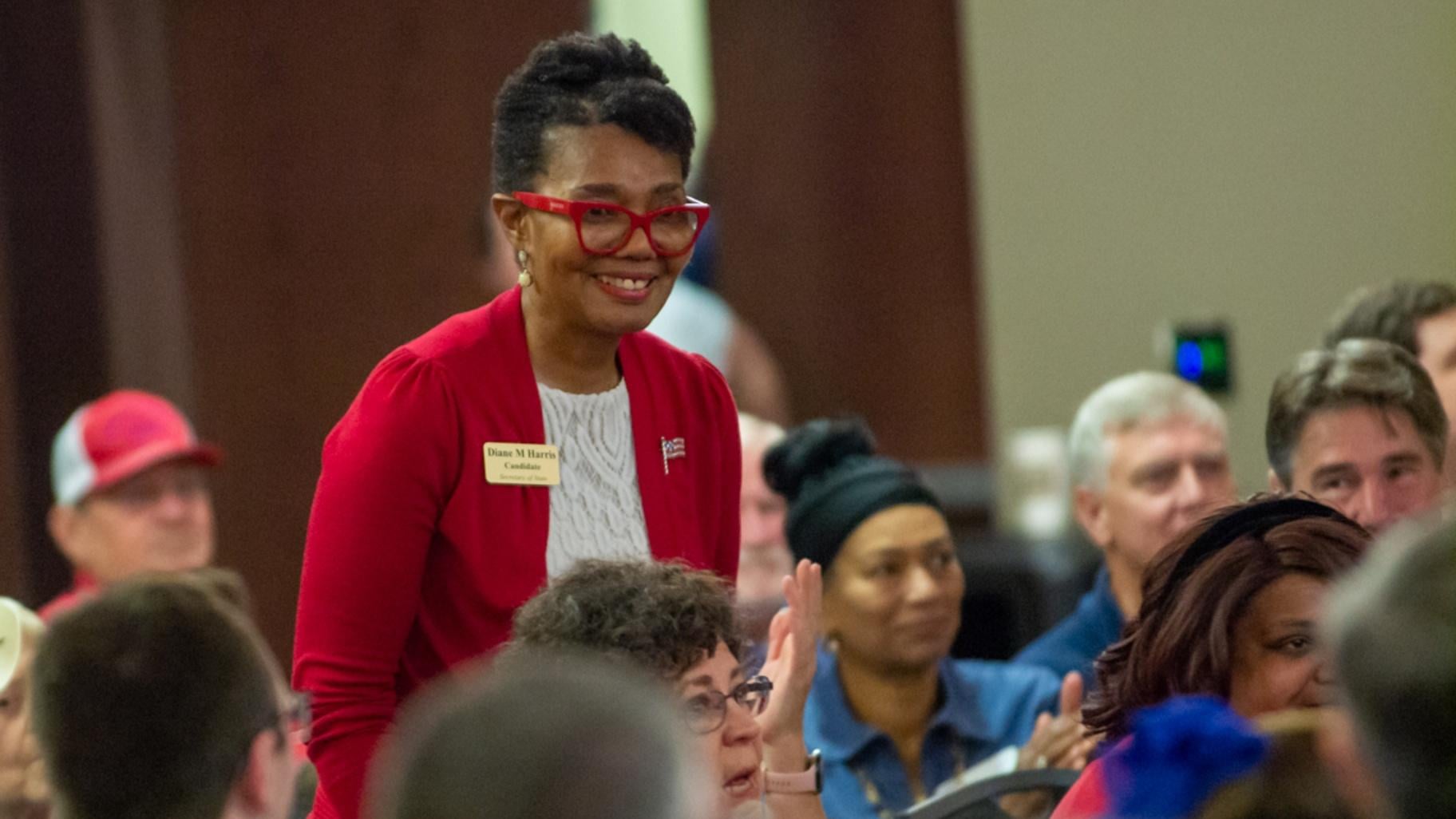 Joliet Junior College Trustee Diane Harris announces she will run for secretary of state in 2026. (Jerry Nowicki / Capitol News Illinois)