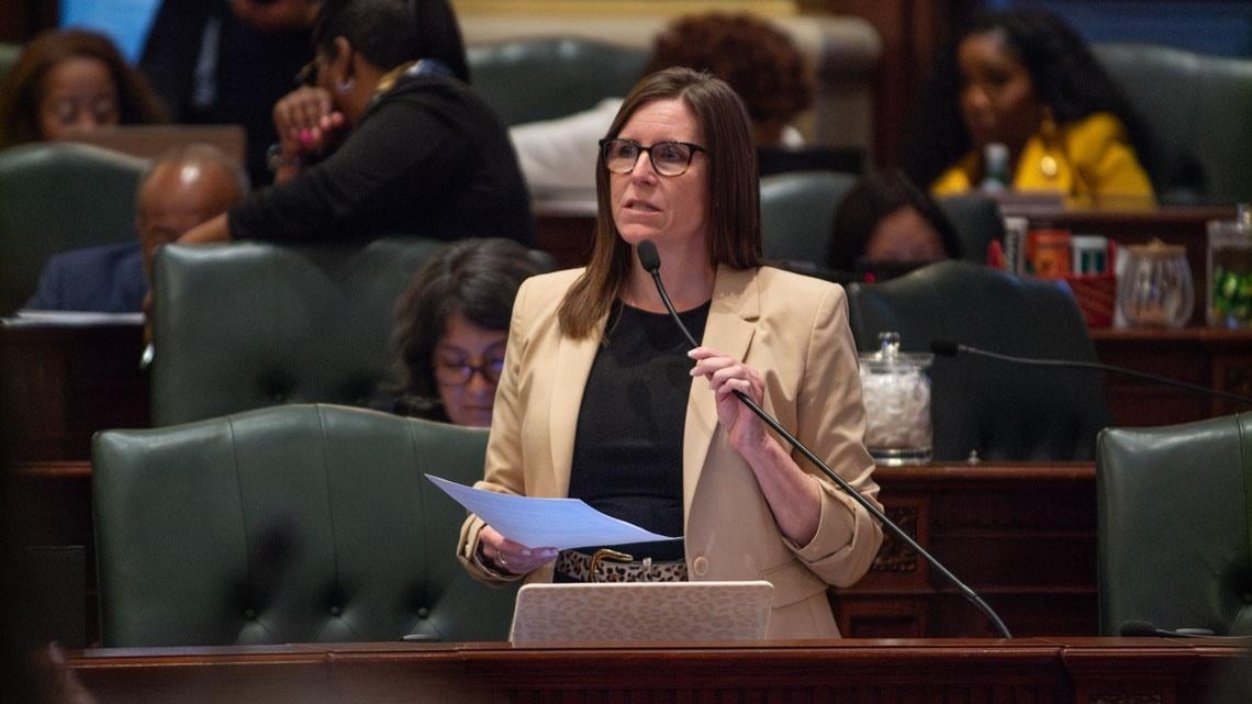 State Rep. Ann Williams, D-Chicago, speaks in favor of a megaprojects bill on the Illinois House floor on Aprill 22, 2026. (Capitol News Illinois photo by Jerry Nowicki)