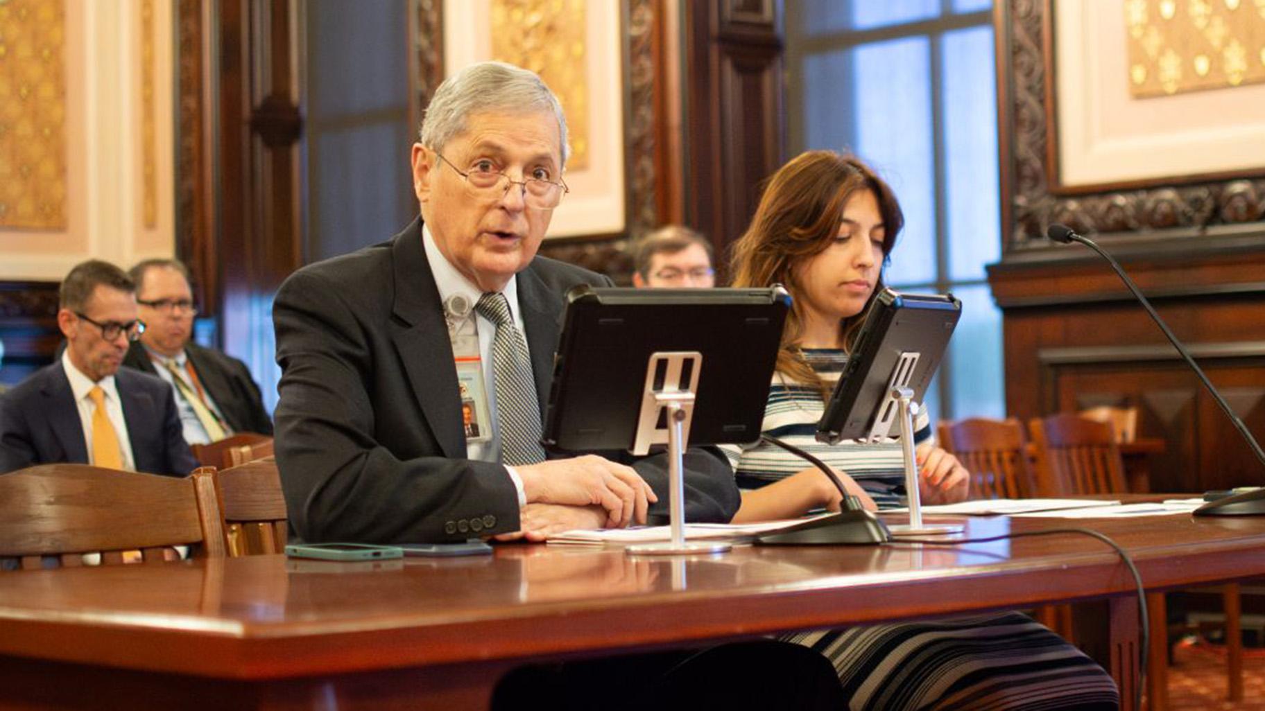 Illinois Department of Revenue Director David Harris speaks to a Senate committee on Wednesday, May 13, 2026. (Jerry Nowicki / Capitol News Illinois)