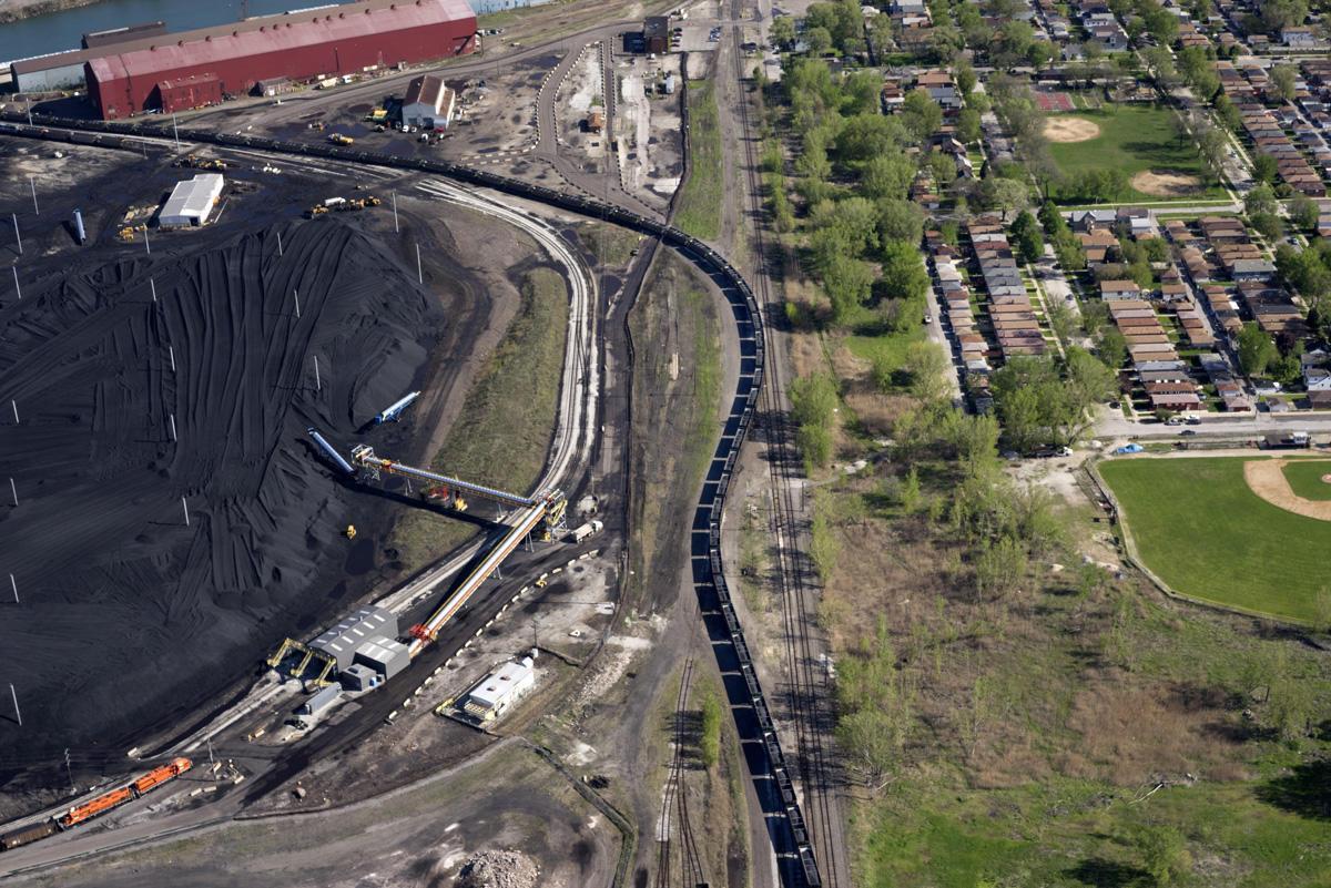 A former petcoke storage site near the Calumet River on Chicago's Southeast Side (Terry Evans / Courtesy of Museum of Contemporary Photography)