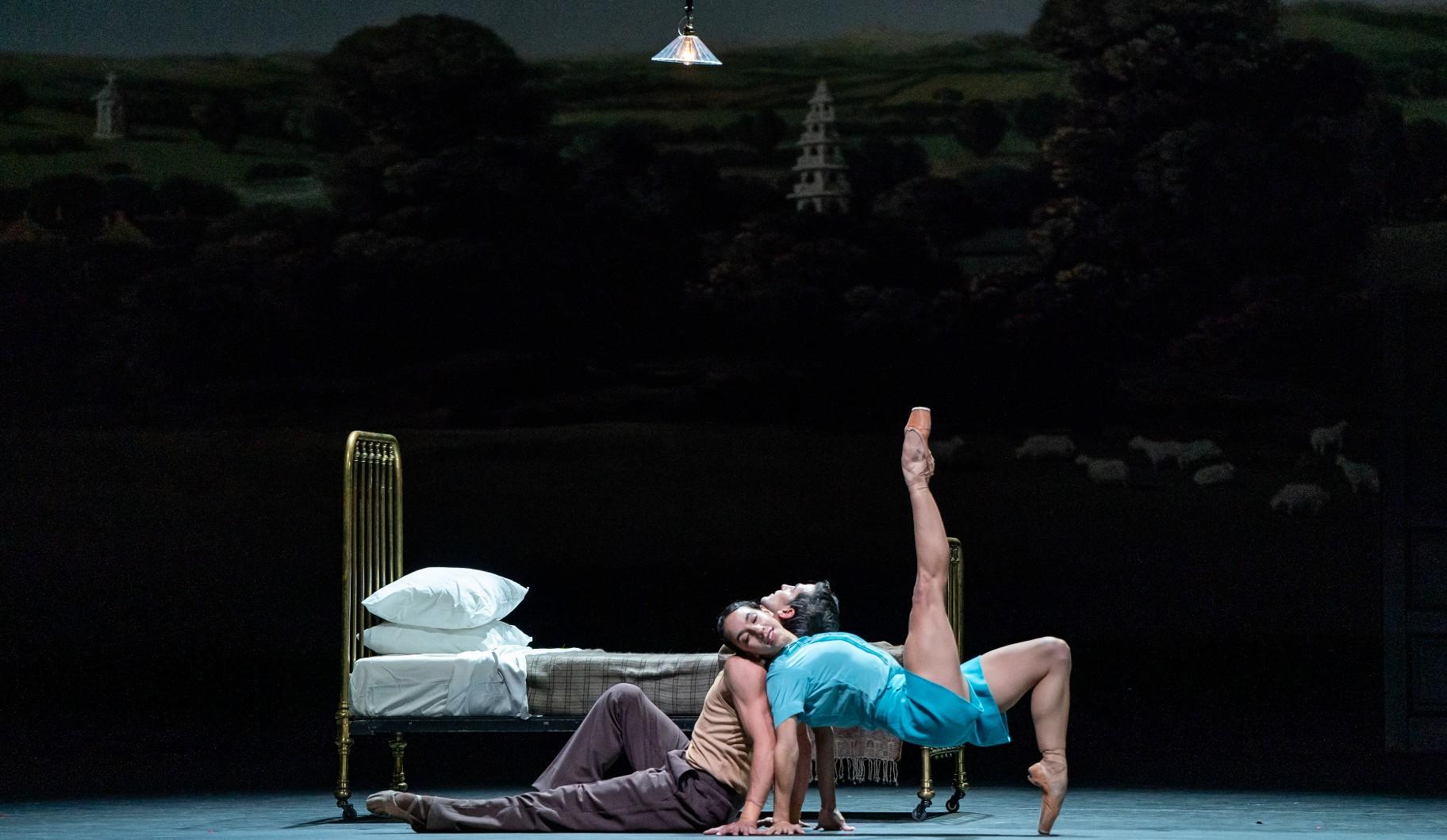 Amanda Assucena and Alberto Velazquez of the Joffrey Ballet dance in “Atonement.” (Credit: Cheryl Mann)