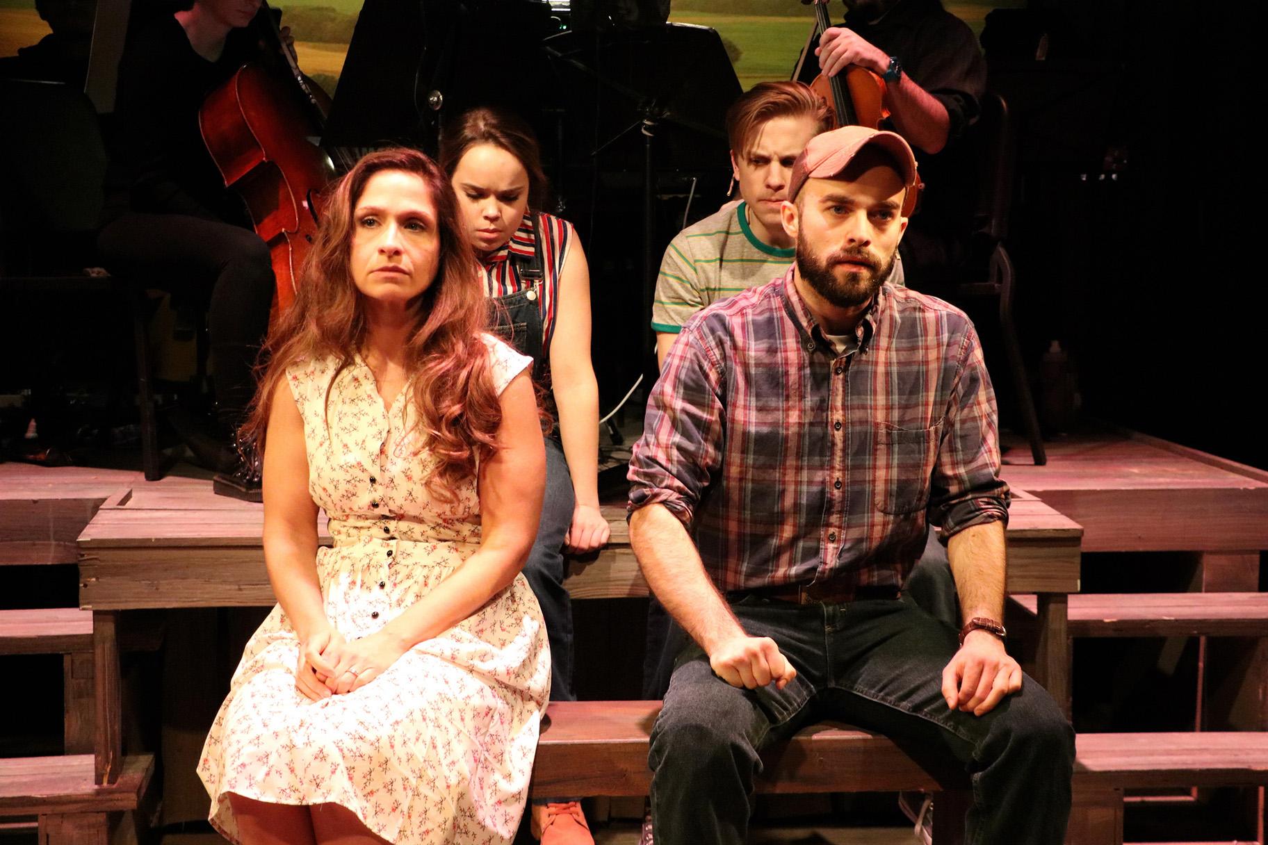 A scene from “The Bridges of Madison County” at Theo Ubique Cabaret Theatre. Front: Kelli Harrington, left, and Carl Herzog. Back: Peyton Shaffer, left, and Christopher Ratliff. (Photo by Cody Jolly Photography)