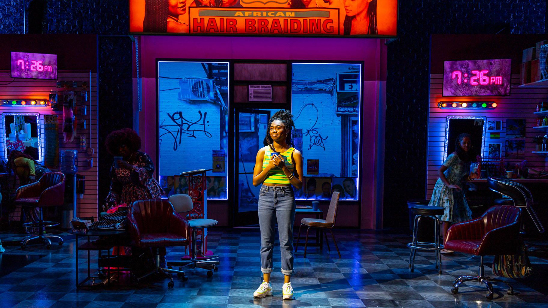 A scene from “Jaja’s African Hair Braiding,” now playing at Chicago Shakespeare Theater. (Charles Erickson)