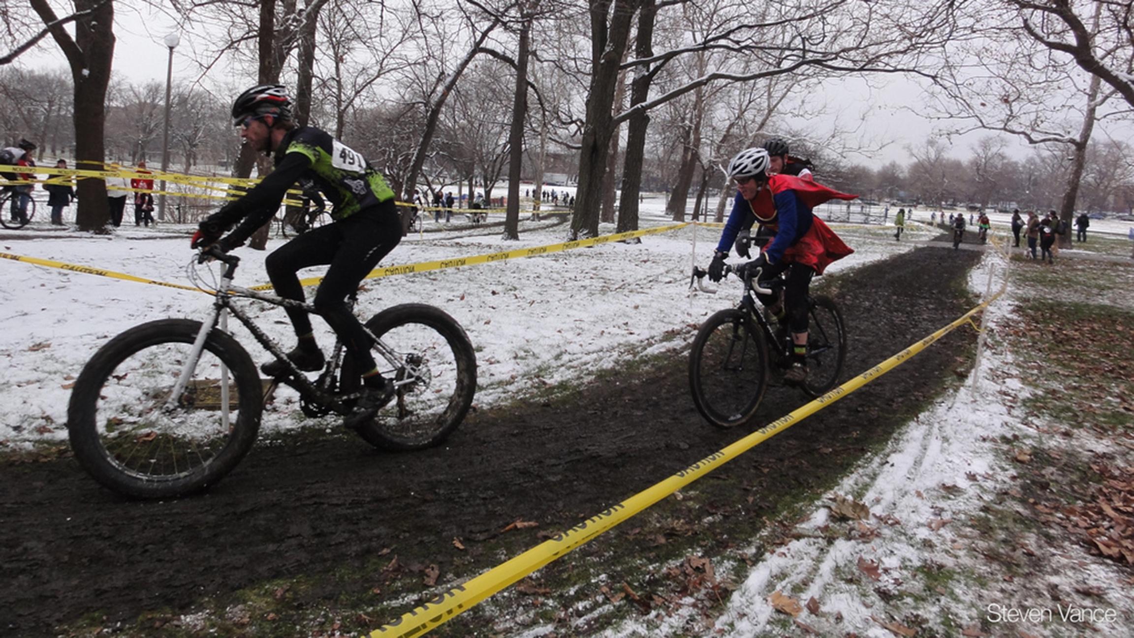 Cyclocross racers, including one in costume, take part in Afterglow 2011. (Steven Vance / Flickr) 