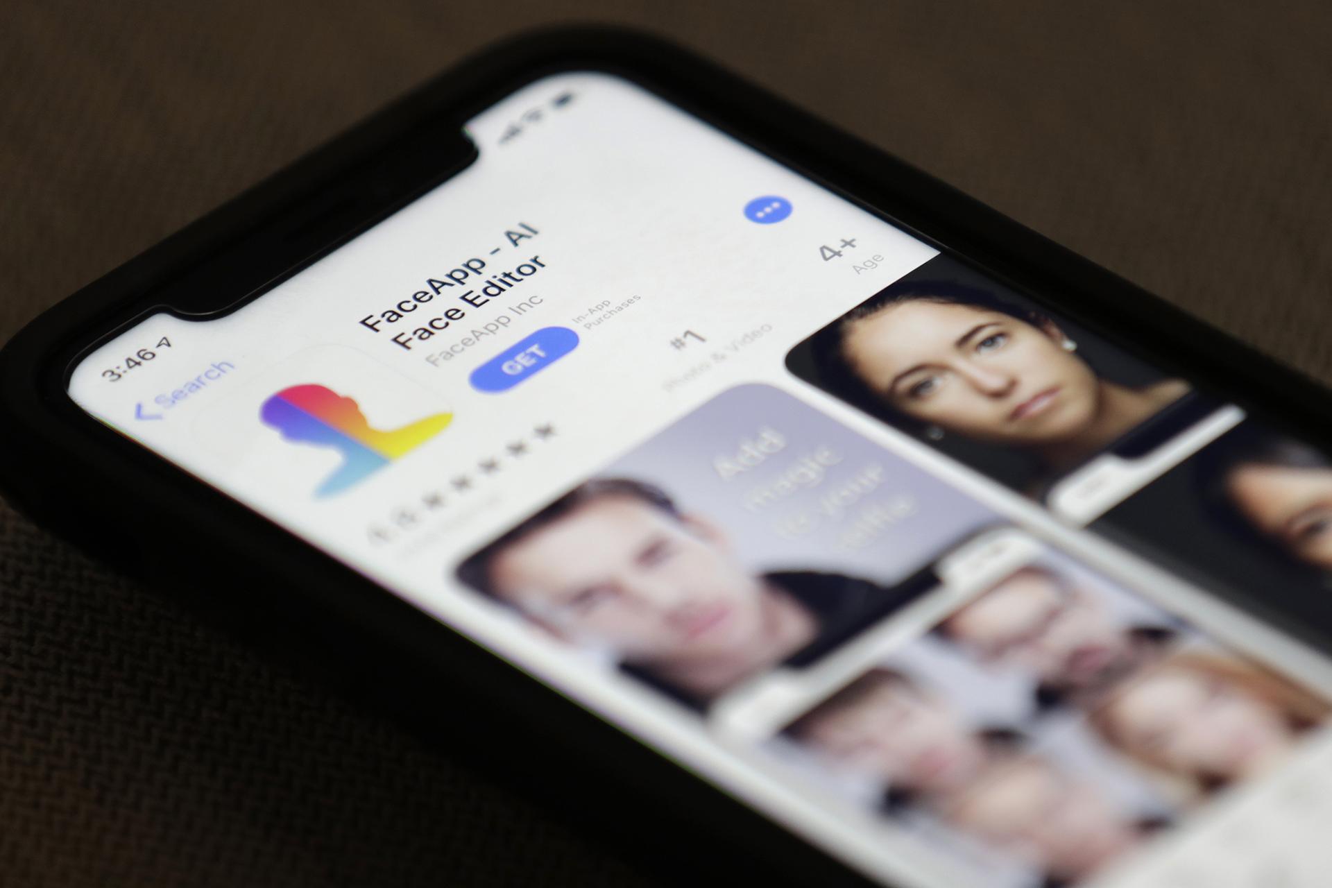 FaceApp is displayed on an iPhone Wednesday, July 17, 2019, in New York. The popular app is under fire for privacy concerns. (AP Photo / Jenny Kane)