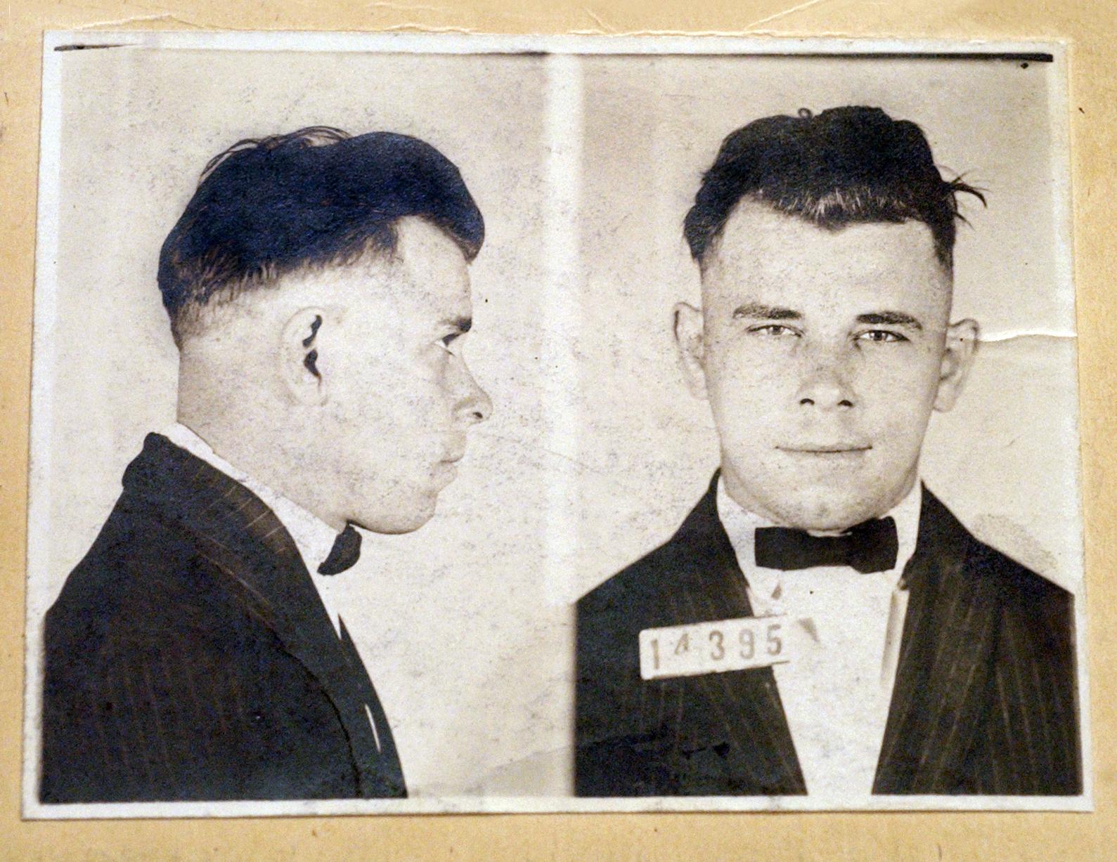 This file photo shows Indiana Reformatory booking shots of John Dillinger, stored in the state archives, and shows the notorious gangster as a 21-year-old. (AP Photo / The Indianapolis Star, Charlie Nye, File)