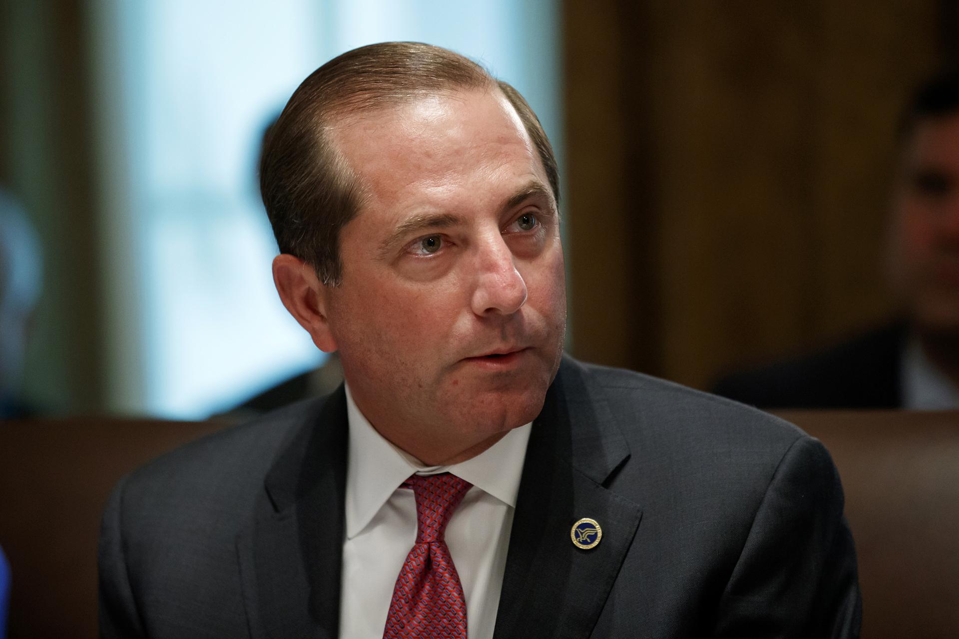 In this Tuesday, July 16, 2019, file photo, Health and Human Services Secretary Alex Azar pauses while speaking during a Cabinet meeting at the White House, in Washington. (AP Photo / Alex Brandon, File)