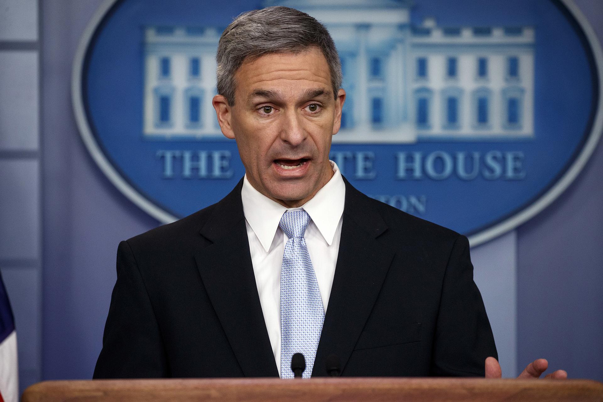 Acting Director of United States Citizenship and Immigration Services Ken Cuccinelli, speaks during a briefing at the White House, Monday, Aug. 12, 2019, in Washington. (AP Photo / Evan Vucci)