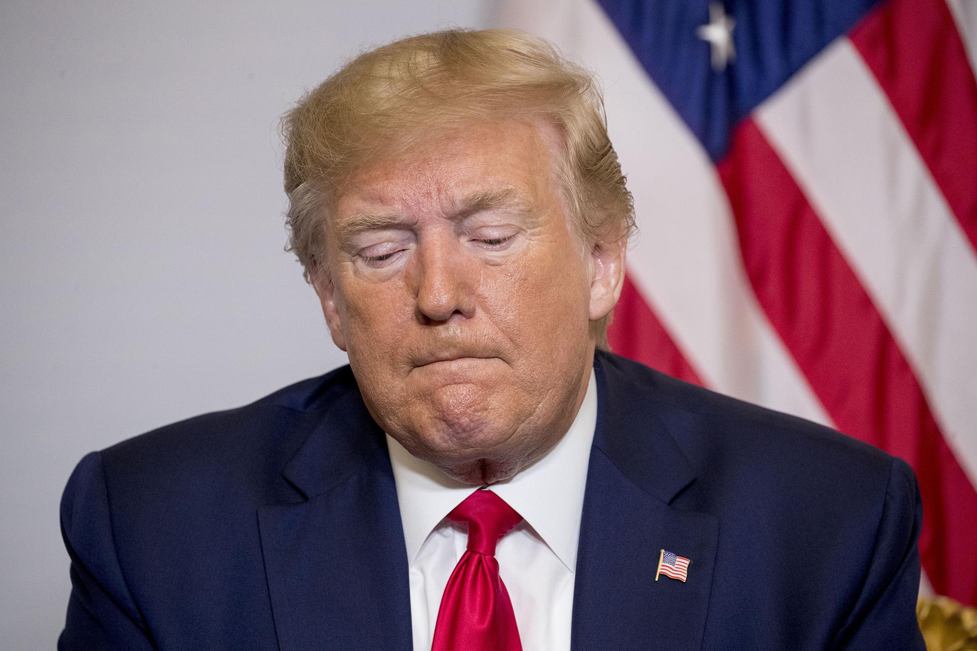 President Donald Trump pauses while speaking during a bilateral meeting with Egyptian President Abdel Fattah al-Sissi at the G-7 summit in Biarritz, France, Monday, Aug. 26, 2019. (AP Photo / Andrew Harnik)