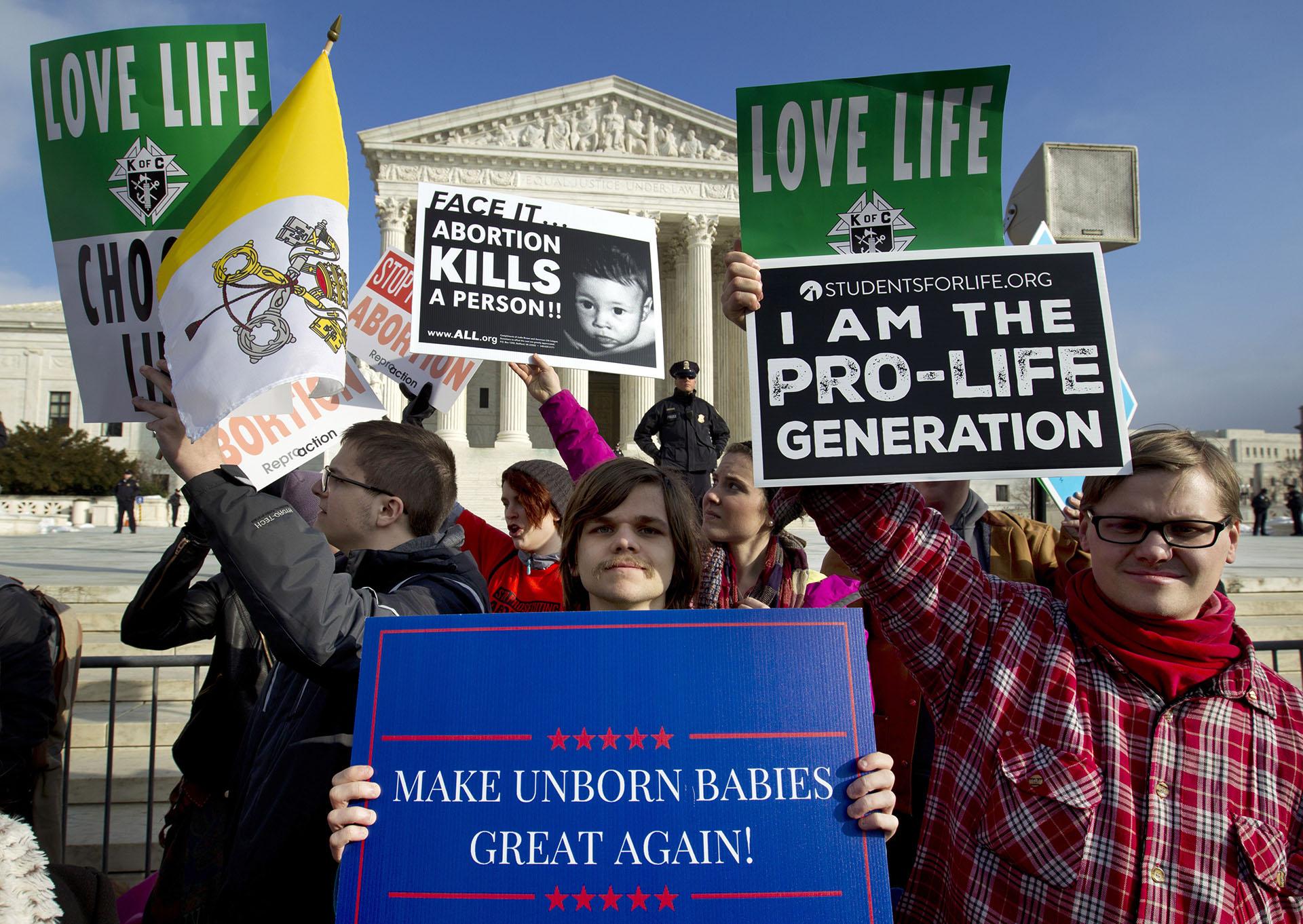 In this Jan. 18, 2019, file photo, anti-abortion activists protest outside of the U.S. Supreme Court, during the March for Life in Washington.  (AP Photo / Jose Luis Magana, File)