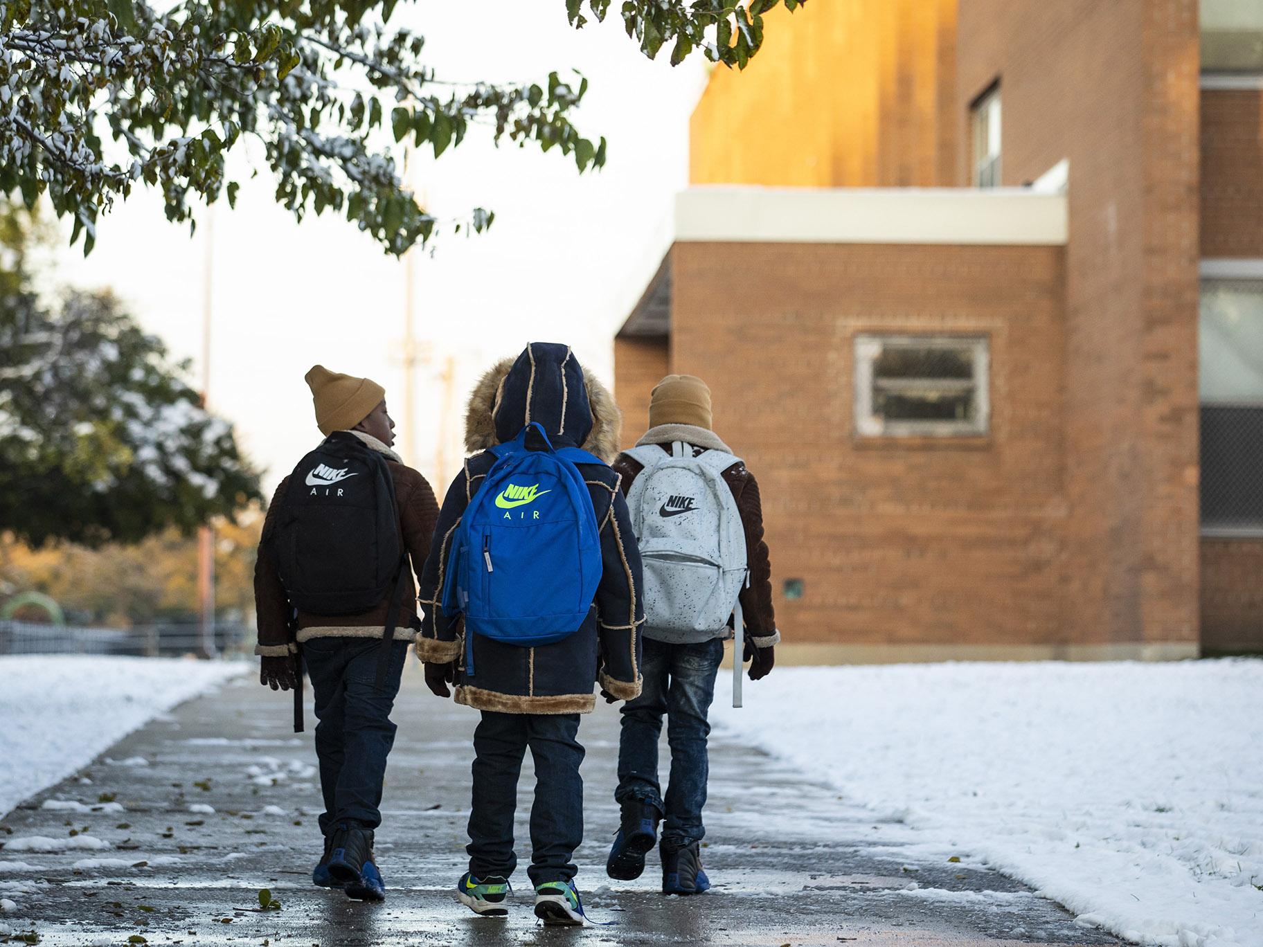 Students return to class on Friday Nov. 1, 2019 at Roswell B. Mason Elementary School on the South Side after a Chicago Teachers Union strike closed schools for 11 days. (Ashlee Rezin Garcia / Chicago Sun-Times via AP)