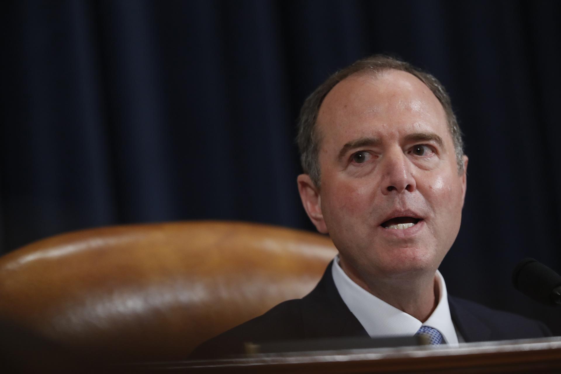 House Intelligence Committee Chairman Adam Schiff, D-Calif., give final remarks during a hearing where former White House national security aide Fiona Hill, and David Holmes, a U.S. diplomat in Ukraine, testified before the House Intelligence Committee on Capitol Hill in Washington, Thursday, Nov. 21, 2019, during a public impeachment hearing of President Donald Trump’s efforts to tie U.S. aid for Ukraine to investigations of his political opponents. (AP Photo / Andrew Harnik)