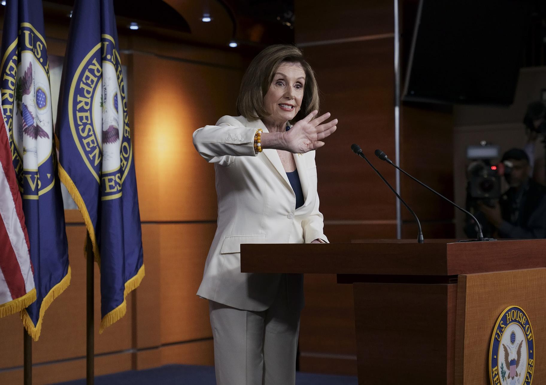 Speaker of the House Nancy Pelosi, D-Calif., responds forcefully to a question from a reporter who asked if she hated President Trump, after announcing earlier that the House is moving forward to draft articles of impeachment against Trump, at the Capitol in Washington, Thursday, Dec. 5, 2019. (AP Photo / J. Scott Applewhite)