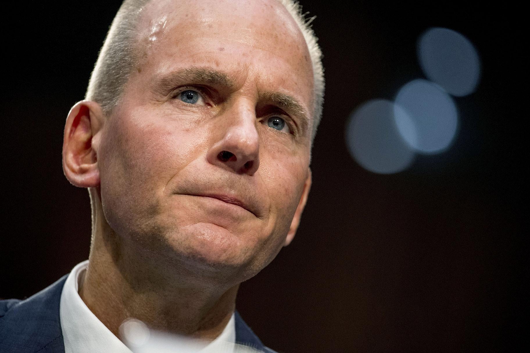 In this Oct. 29, 2019, file photo Boeing Company President and Chief Executive Officer Dennis Muilenburg appears before a Senate Committee on Commerce, Science, and Transportation hearing on “Aviation Safety and the Future of Boeing’s 737 MAX” on Capitol Hill in Washington. (AP Photo / Andrew Harnik, File)