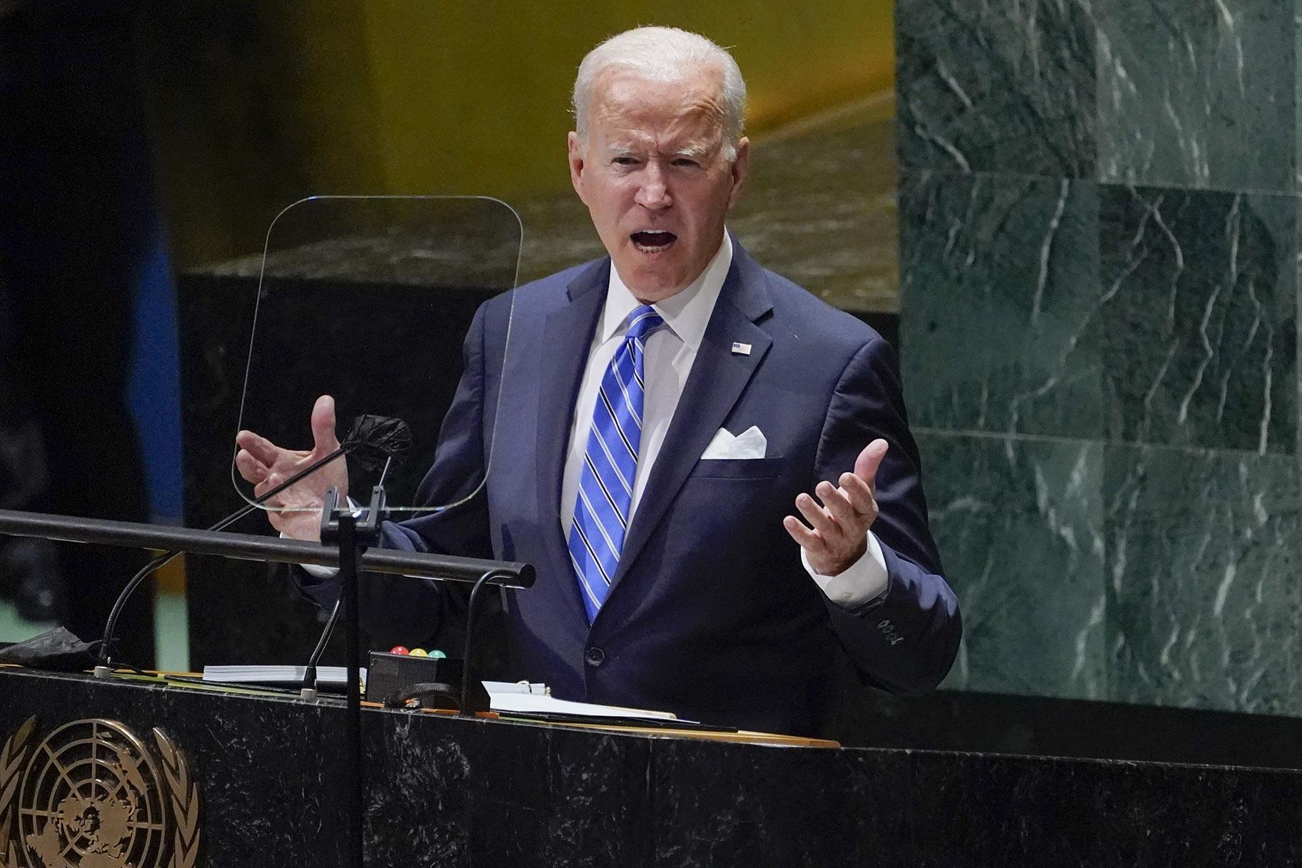 President Joe Biden delivers remarks to the 76th Session of the United Nations General Assembly, Tuesday, Sept. 21, 2021, in New York. (AP Photo / Evan Vucci)