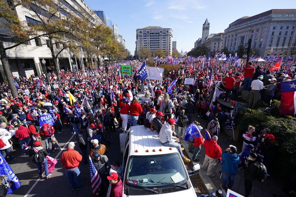 Supporters of President Donald Trump rally at Freedom Plaza on Saturday, Nov. 14, 2020, in Washington. (AP Photo / Julio Cortez)