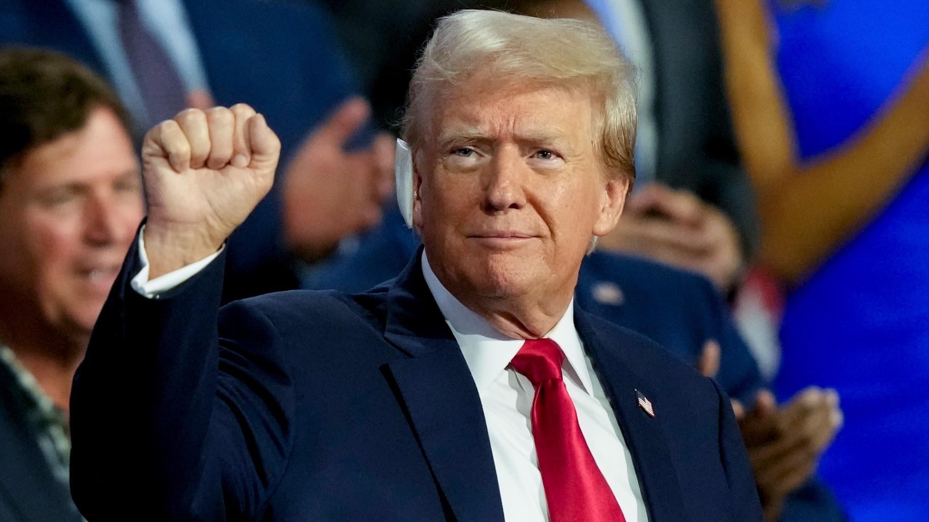 Republican presidential candidate former President Donald Trump is seen during the Republican National Convention Monday, July 15, 2024, in Milwaukee. (Charles Rex Arbogast / AP Photo)