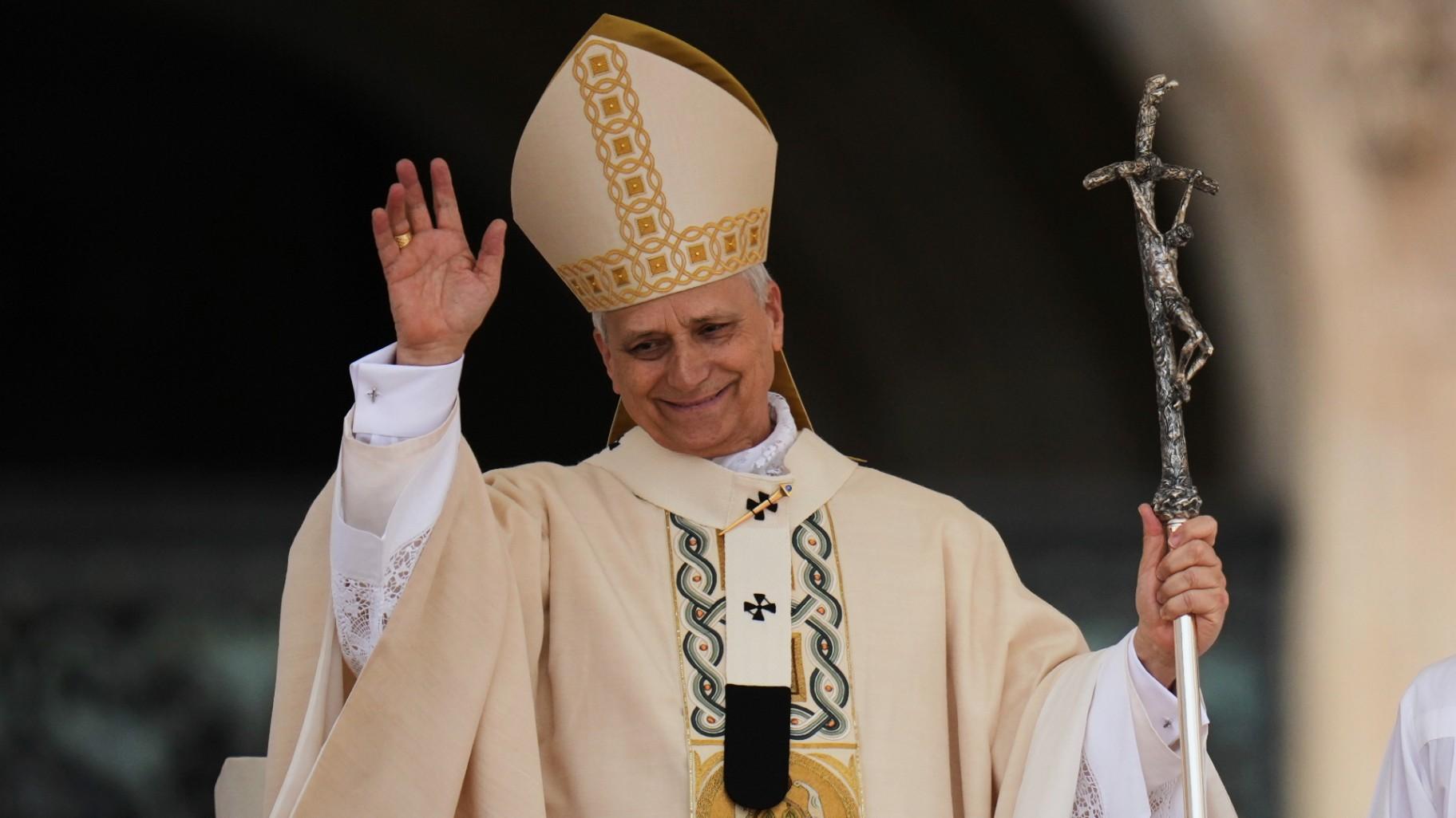 Pope Leo XIV holds Mass during the formal inauguration of his pontificate in St. Peter's Square attended by heads of state, royalty and ordinary faithful, Sunday, May 18, 2025. (AP Photo / Alessandra Tarantino)