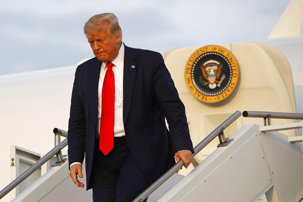 In this July 24, 2020, file photo President Donald Trump steps off Air Force One at Morristown Municipal Airport in Morristown, N.J. (AP Photo / Patrick Semansky, File)