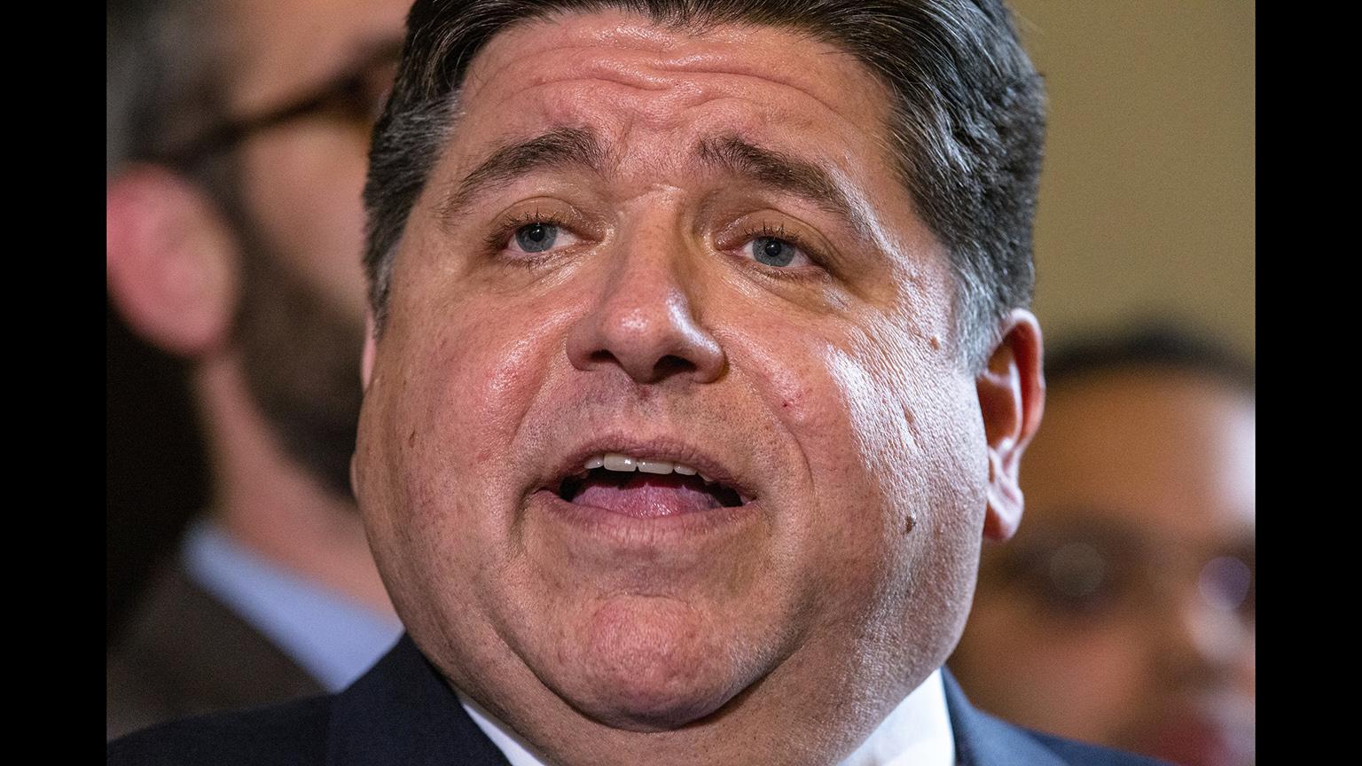In this file photo, Gov. J.B. Pritzker answers questions about Senate Bill 1, a bill to raise the state’s minimum wage to 5 an hour by 2025, after it passed the Illinois Senate on Thursday, Feb. 7, 2019. (Justin L. Fowler / The State Journal-Register via AP)