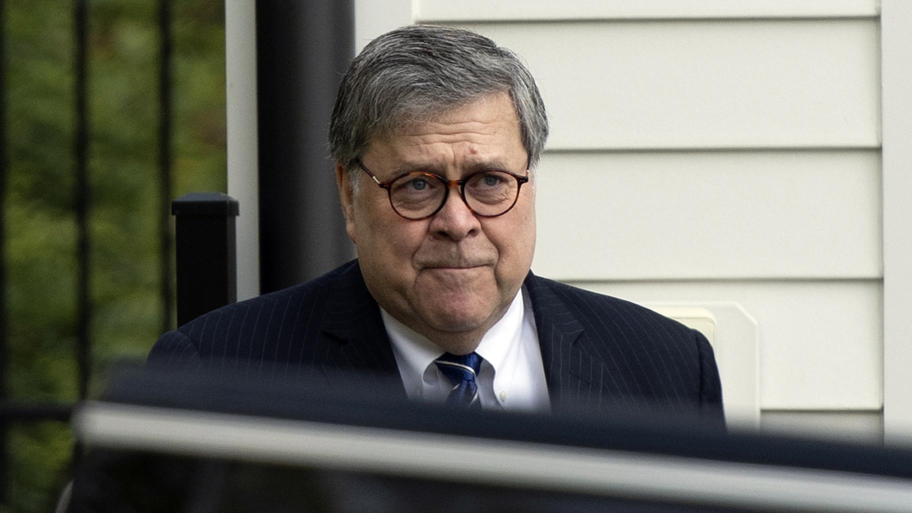 Attorney General William Barr leaves his home in McLean, Virginia, on Wednesday morning, April 17, 2019. (AP Photo / Sait Serkan Gurbuz)